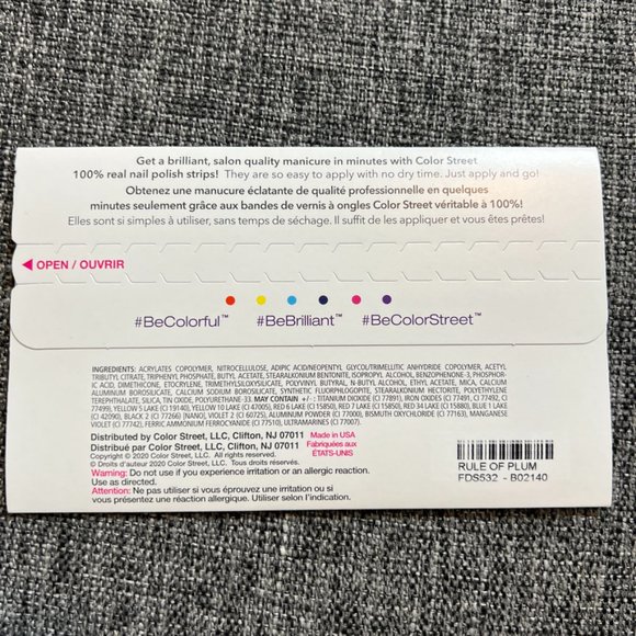 COLOR STREET nail polish strips NEW in package Rule of Plum color - Picture 2 of 2